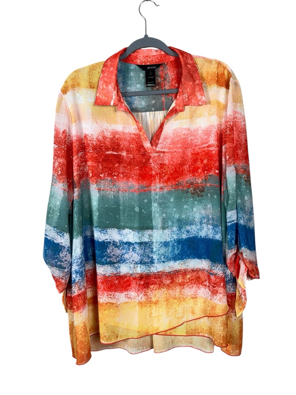Womens Rainbow Oversized Blouse XL Festival Beach Coastal Fairy Hippie